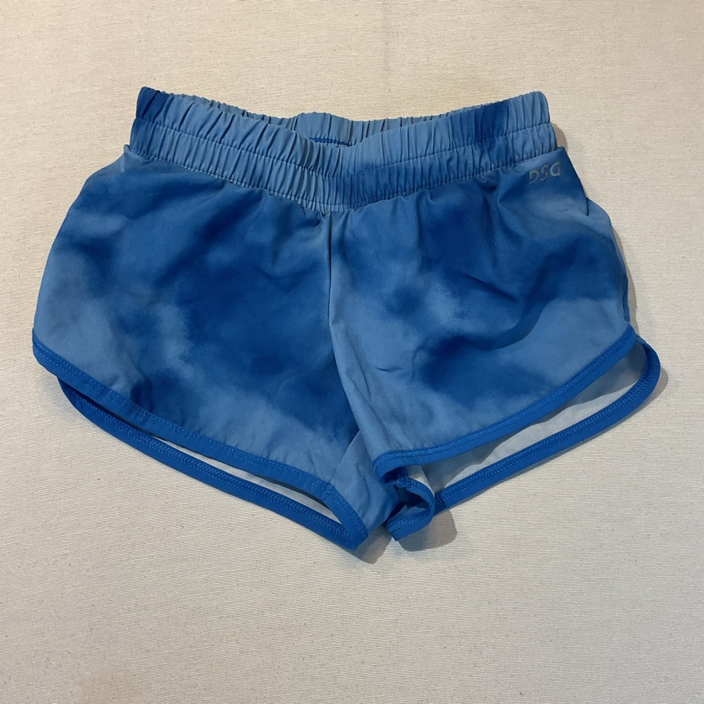 DSG Youth Girls Tie Dye Blue Athletic Shorts Size 4-5 Inner Lining Elastic Waist